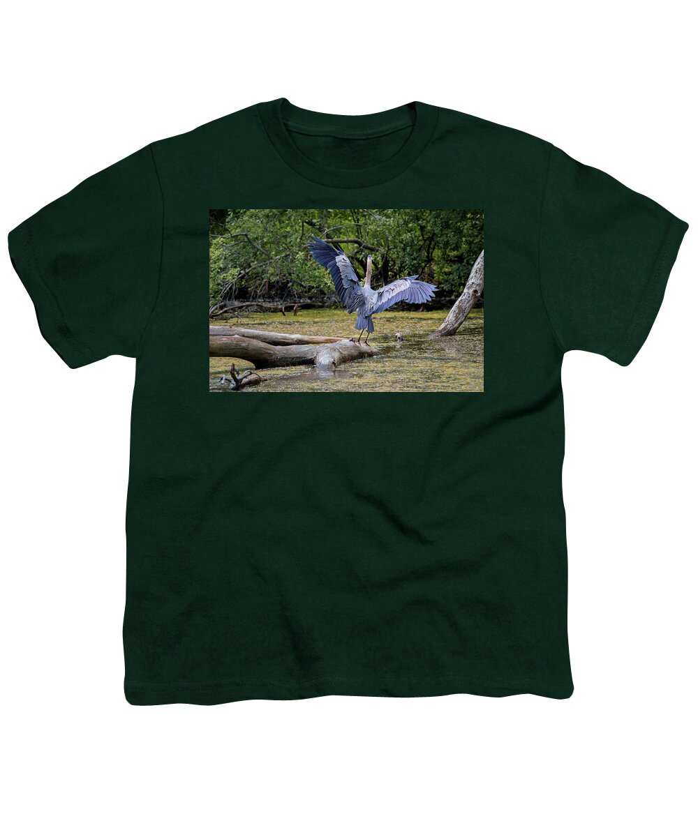 Animal Youth T-Shirt featuring the photograph Blue Heron #5 by Peter Lakomy