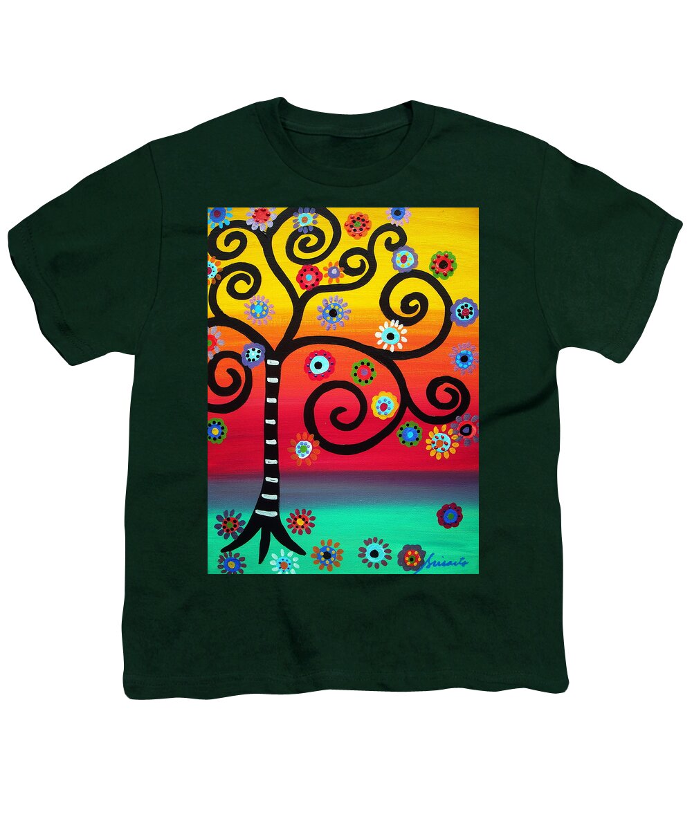 Tree Of Life Youth T-Shirt featuring the painting Tree Of Life #51 by Pristine Cartera Turkus