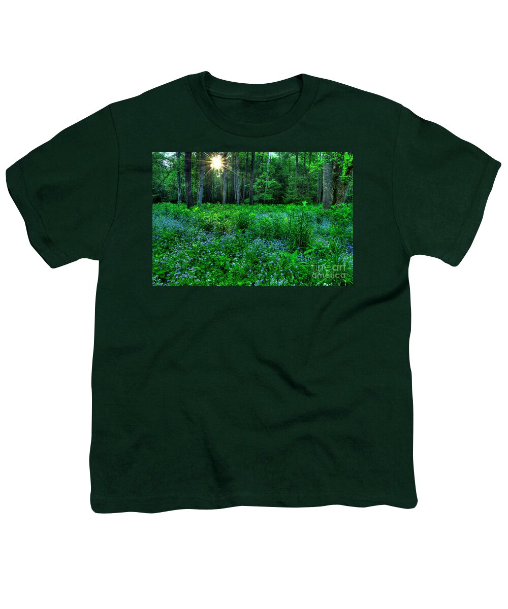 Blue Flowers Youth T-Shirt featuring the photograph A New Morning Dawns by Michael Eingle