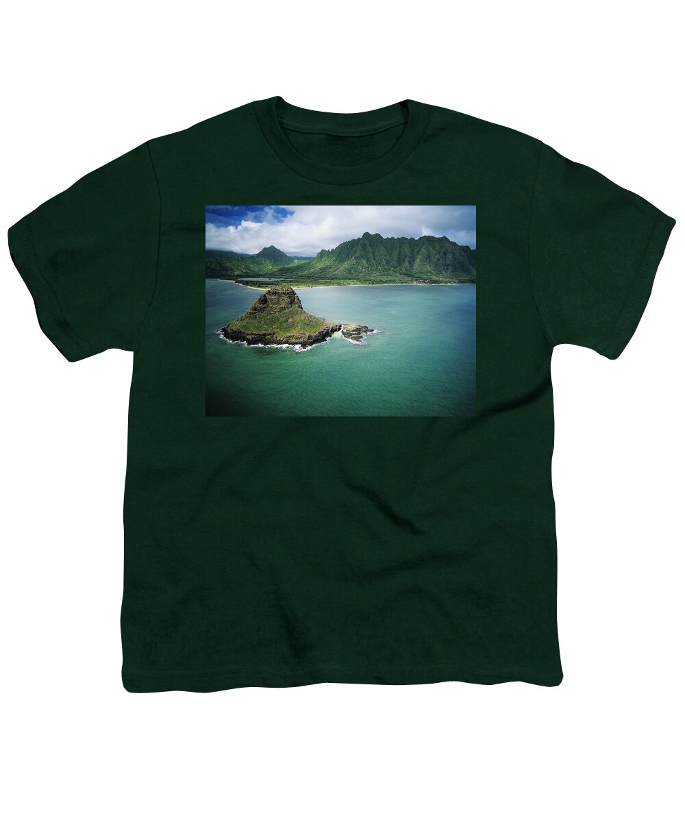 Aerial Youth T-Shirt featuring the photograph Aerial of Chinamans Hat by Peter French - Printscapes
