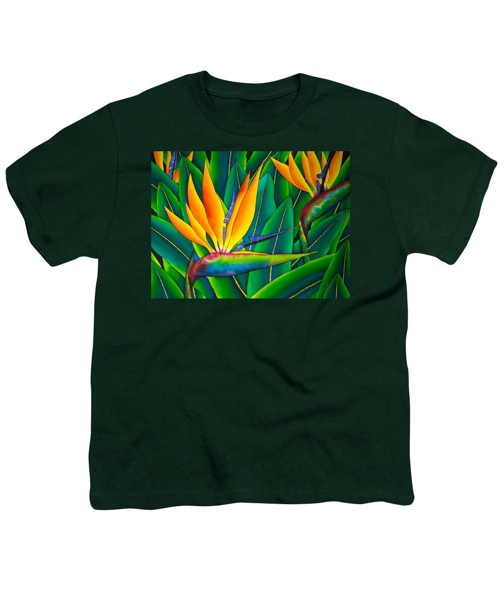 Orange Bird Of Paradise Youth T-Shirt featuring the painting Bird of Paradise by Daniel Jean-Baptiste
