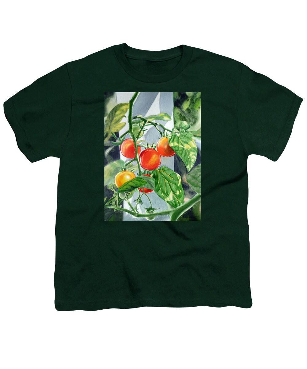Tomato Youth T-Shirt featuring the painting Cherry Tomatoes by Irina Sztukowski