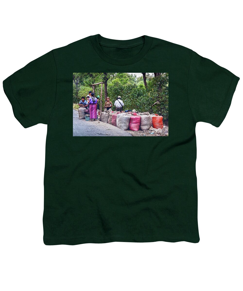 Coffee Youth T-Shirt featuring the photograph Coffee pickers in Guatemala by Tatiana Travelways