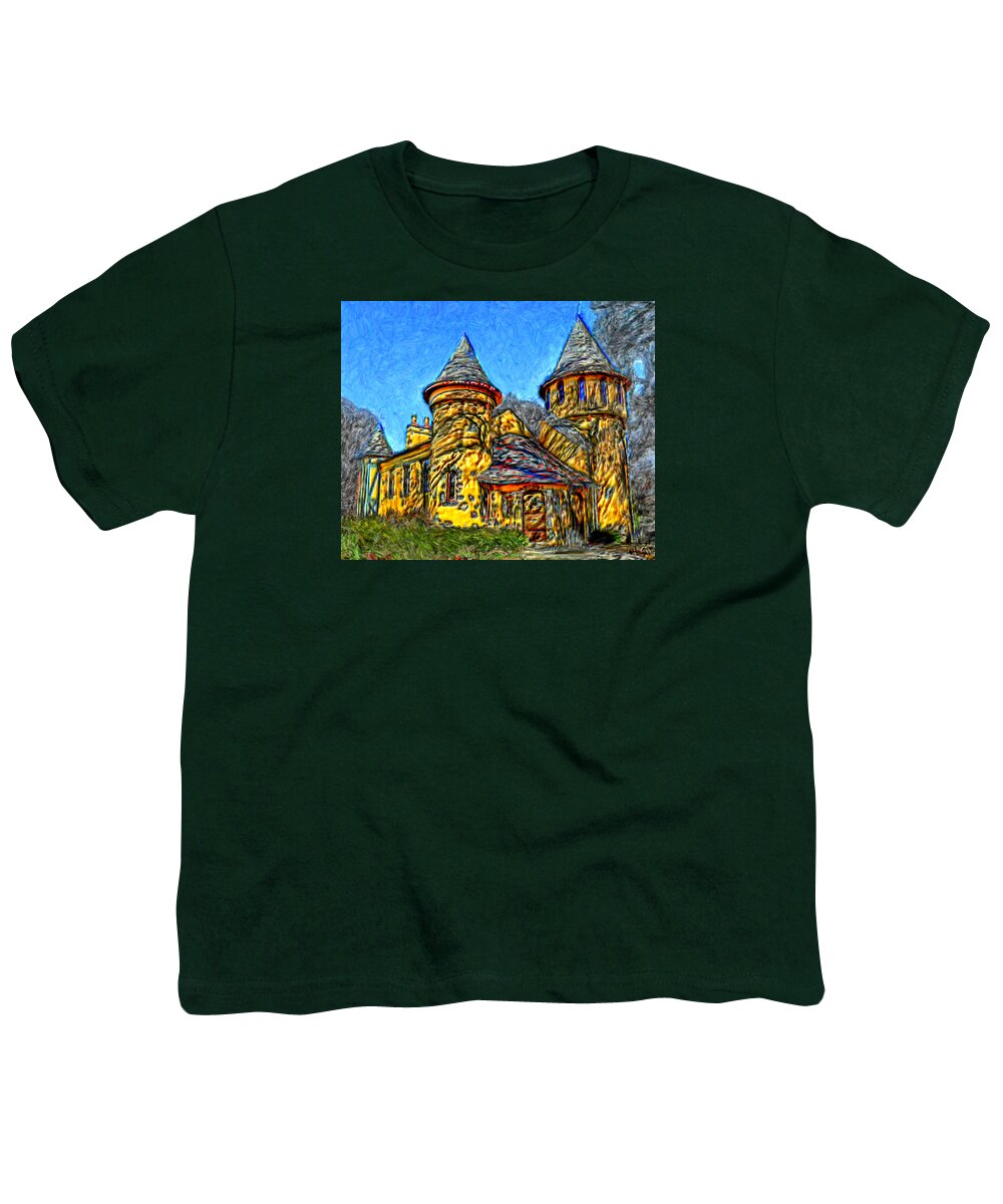 Colorful Youth T-Shirt featuring the painting Colorful Curwood Castle by Bruce Nutting