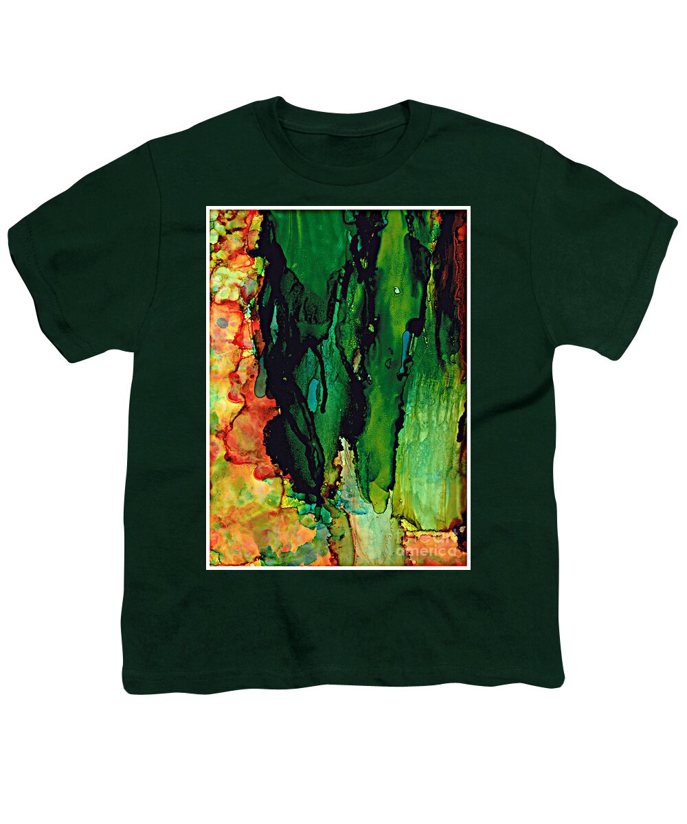 Abstract Youth T-Shirt featuring the painting Emerald waves by Jolanta Anna Karolska
