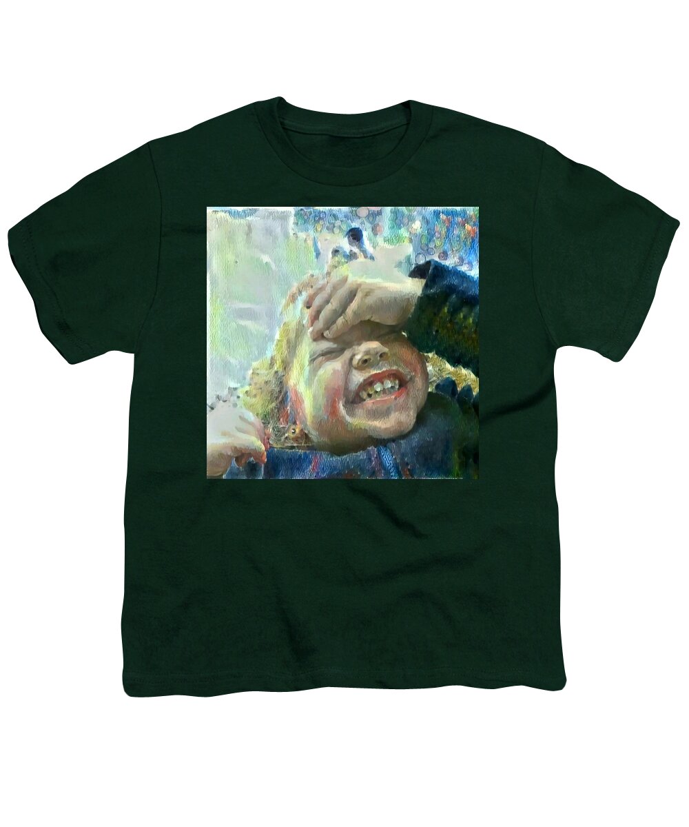 Esther Youth T-Shirt featuring the painting Esther, What is so funny? by MendyZ
