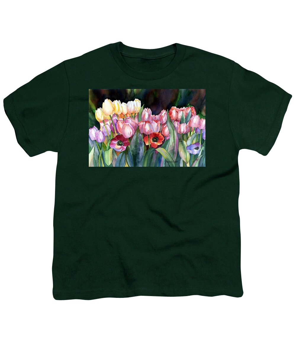 Tulips Youth T-Shirt featuring the painting Field of Tulips by Yolanda Koh