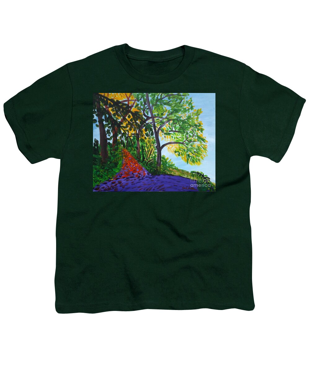 Forest Landscape Youth T-Shirt featuring the painting Fog In The Forest by Lidija Ivanek - SiLa