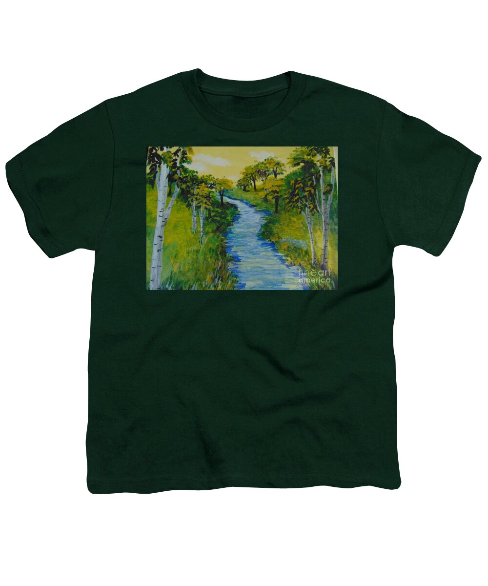 Trees Youth T-Shirt featuring the painting Golden Aspens by Saundra Johnson