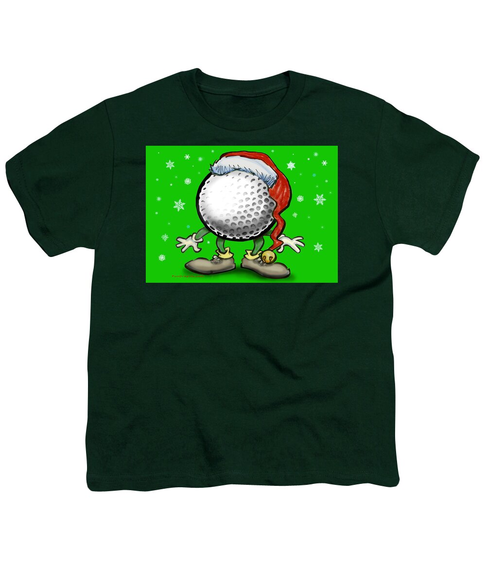 Golf Youth T-Shirt featuring the greeting card Golfmas by Kevin Middleton