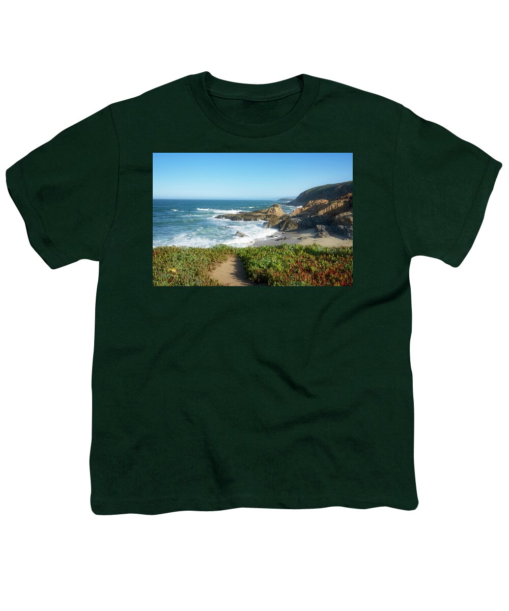 Beach Youth T-Shirt featuring the photograph Ice Plant and the Pacific Ocean by Jim Thompson