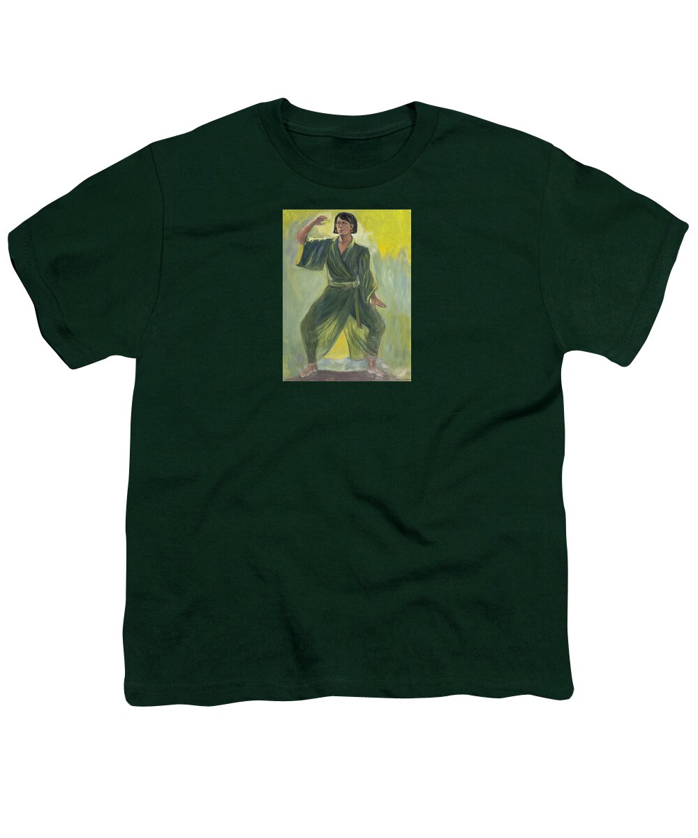 Luminous Youth T-Shirt featuring the painting Mighty Woman Kick-Butt by Laura Lee Cundiff