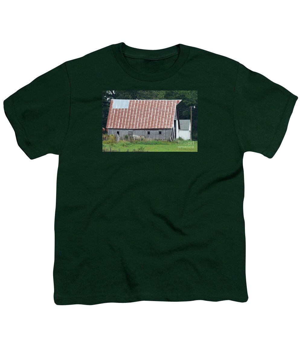 Rust Roof Pattern Barn Metal Farm Youth T-Shirt featuring the photograph Repetative Roof 4012 by Ken DePue