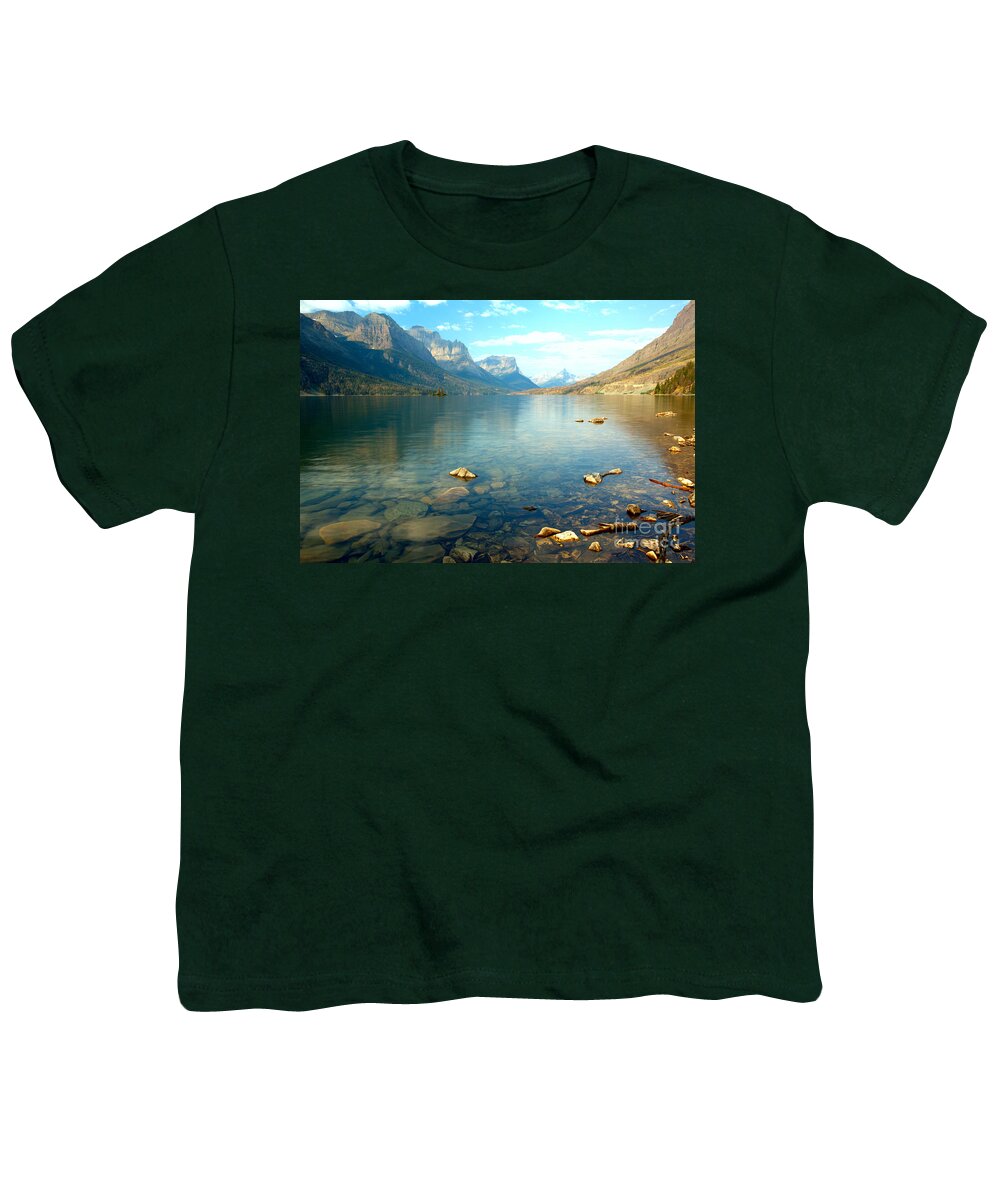 St Mary Youth T-Shirt featuring the photograph St Mary Ripples Over Rocks by Adam Jewell