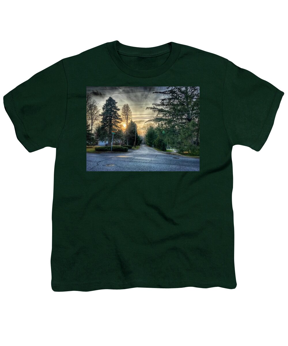Sunset Youth T-Shirt featuring the photograph Sunset on Hilltop Drive by Chris Montcalmo