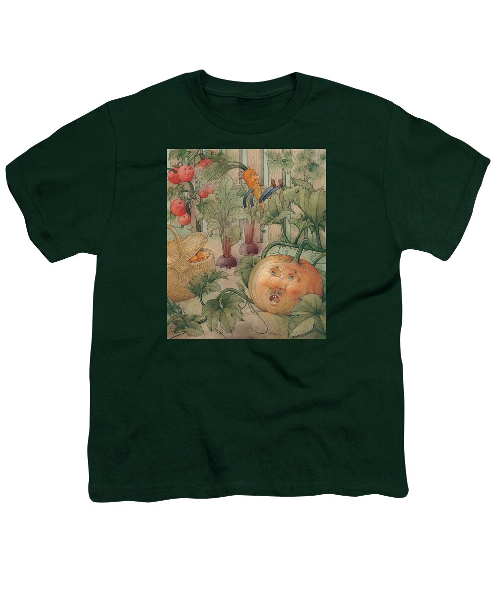 Vegetables Garden Green Autumn Kitchen Pumpkin Youth T-Shirt featuring the painting Vegetables by Kestutis Kasparavicius