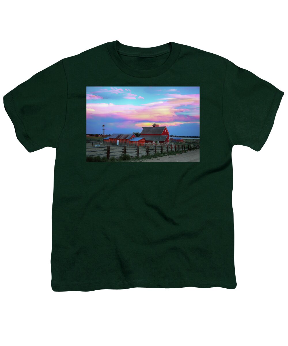 Agriculture Youth T-Shirt featuring the photograph Ghost Horses Pastel Sky Timed Stack by James BO Insogna