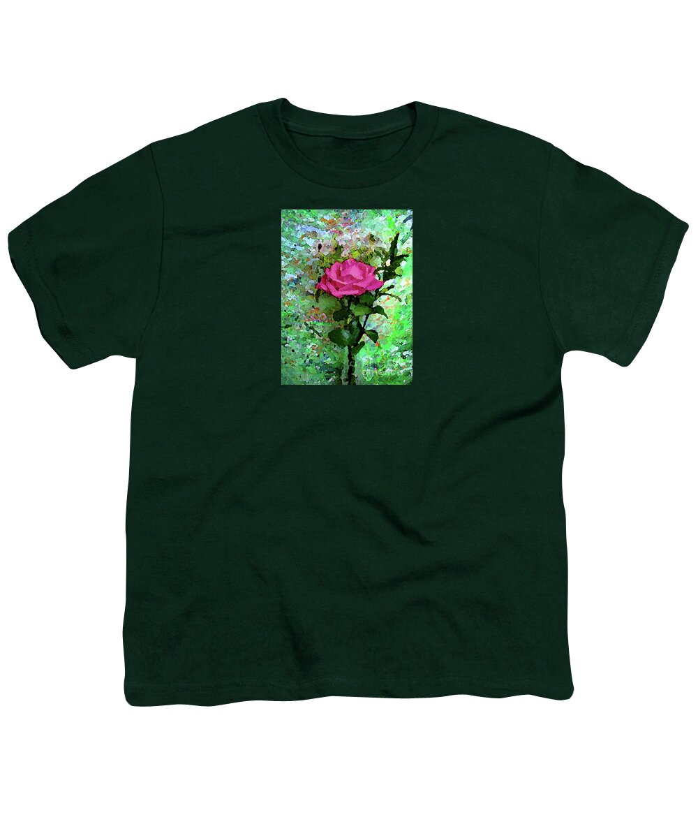 Rose Youth T-Shirt featuring the mixed media Pink Rose 1020 by Corinne Carroll