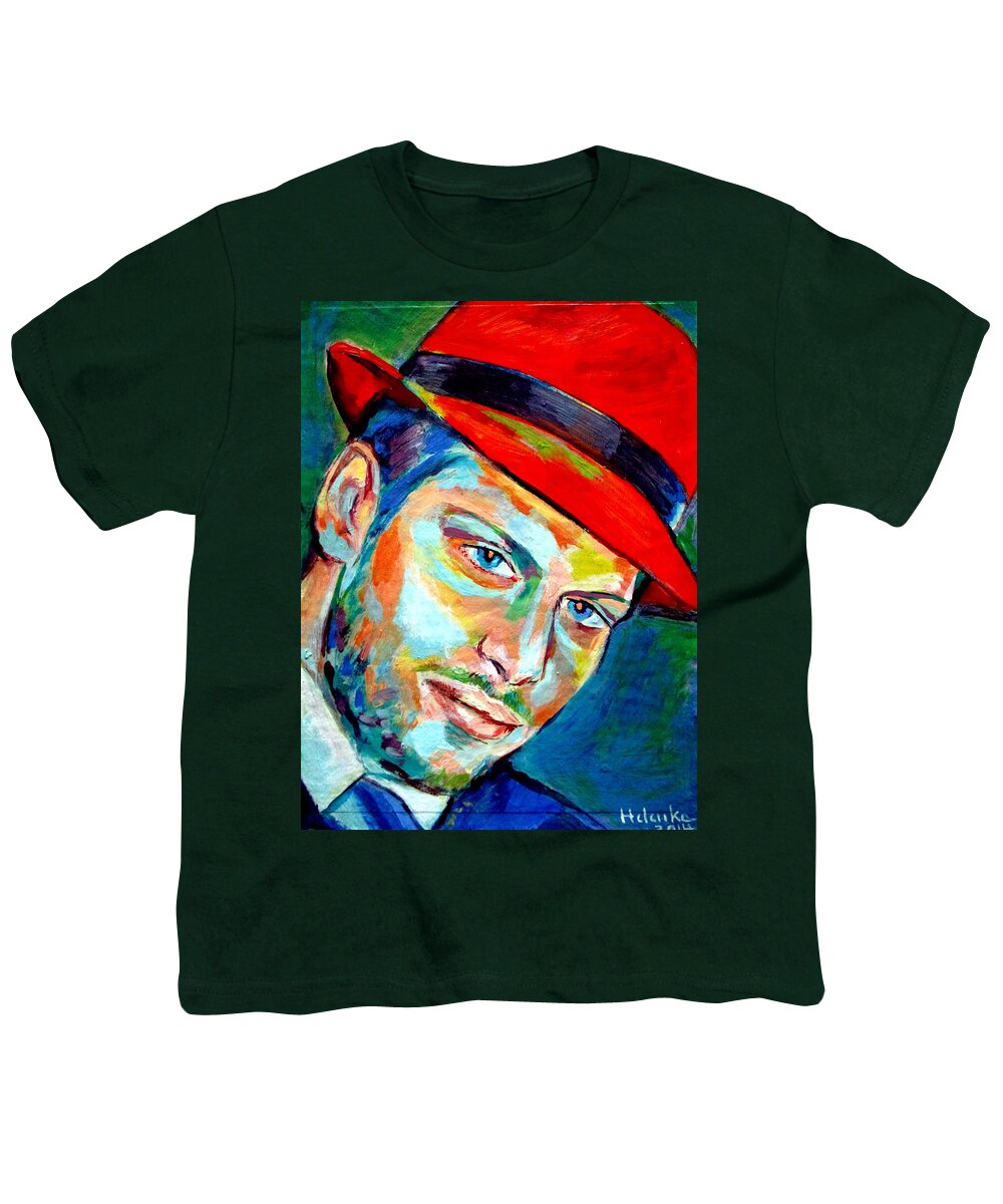Abstract Portrait Youth T-Shirt featuring the painting Red hat by Helena Wierzbicki