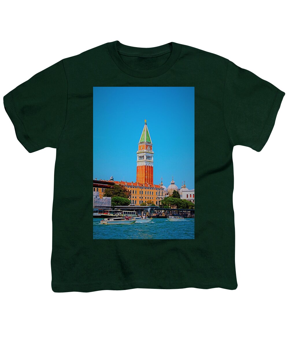 Venice Youth T-Shirt featuring the photograph Venice Bell Tower by Loretta S