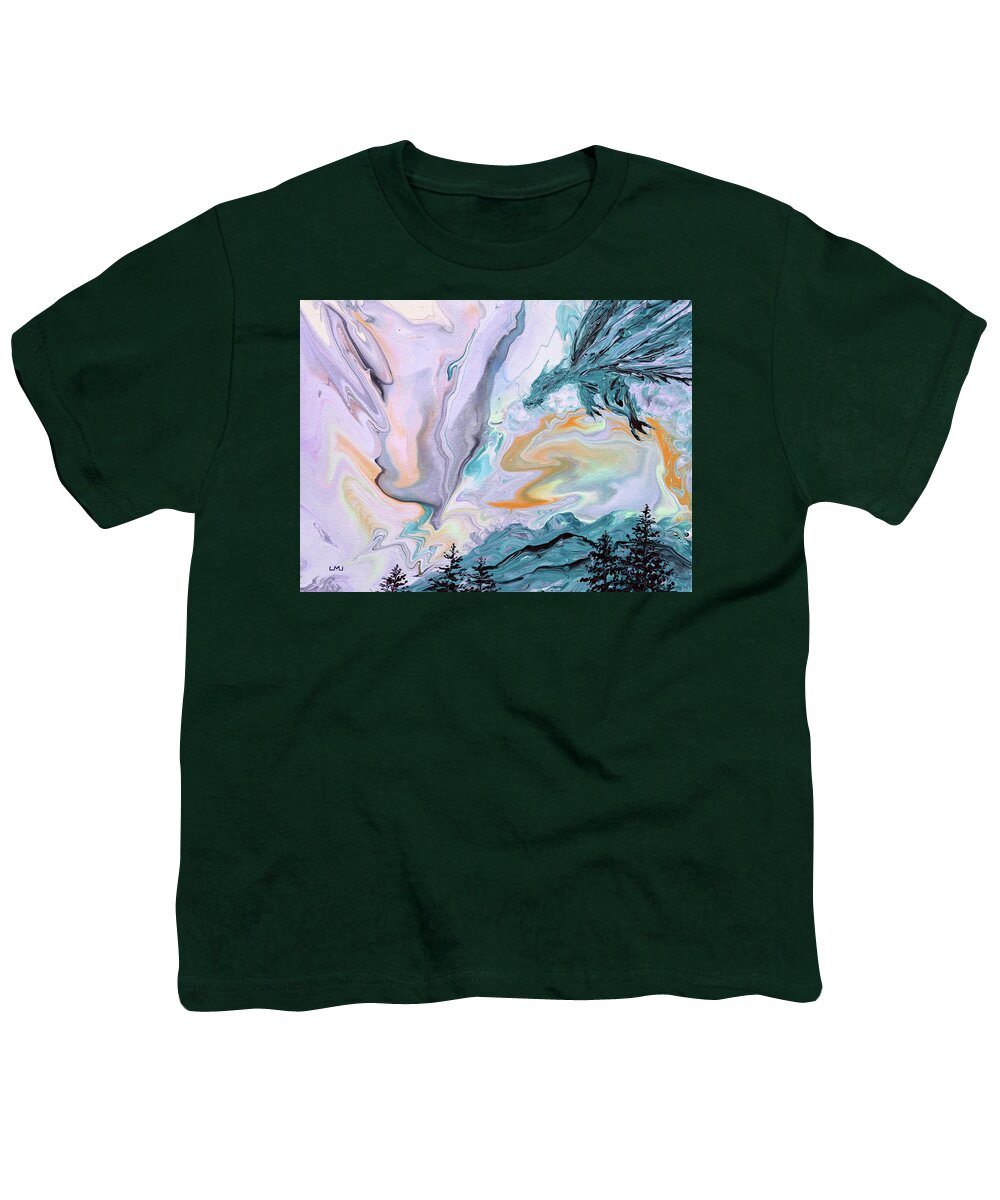 Dragon Youth T-Shirt featuring the painting Benevolent Dragon in Lavender by Laura Iverson