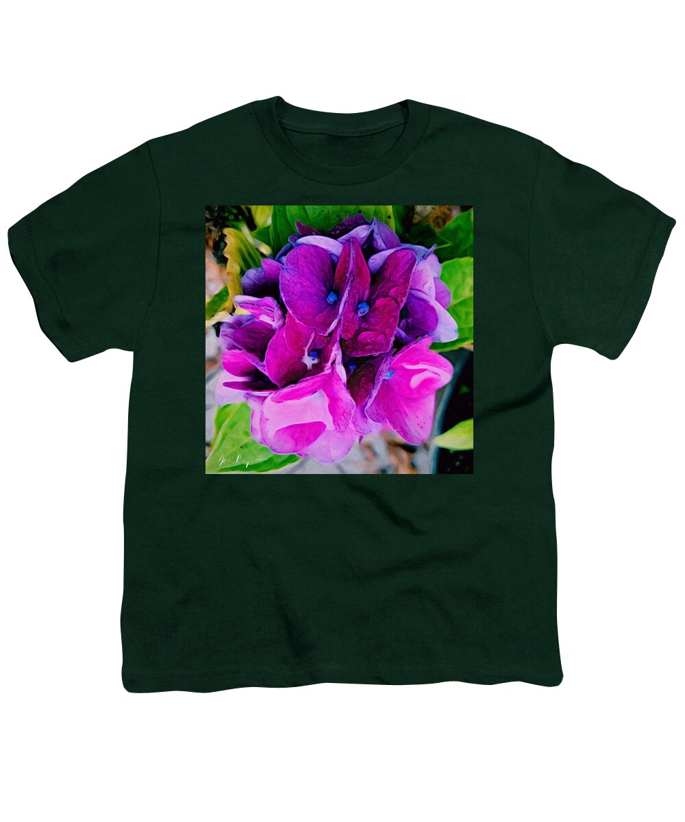 Brushstroke Youth T-Shirt featuring the photograph Bigleaf Hydrangea Flowers by Jori Reijonen