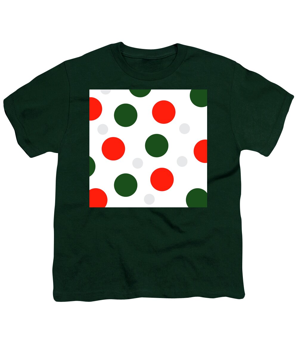 Christmas Youth T-Shirt featuring the digital art Christmas Polka Dots by Amelia Pearn