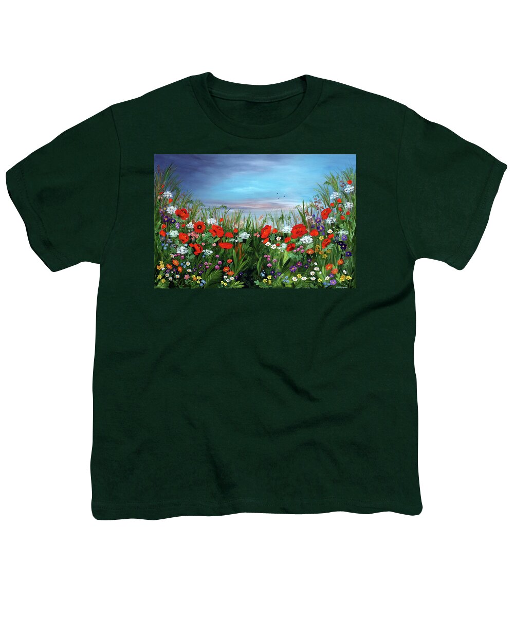 Poppies Youth T-Shirt featuring the painting Countryside Walk by Judith Rowe