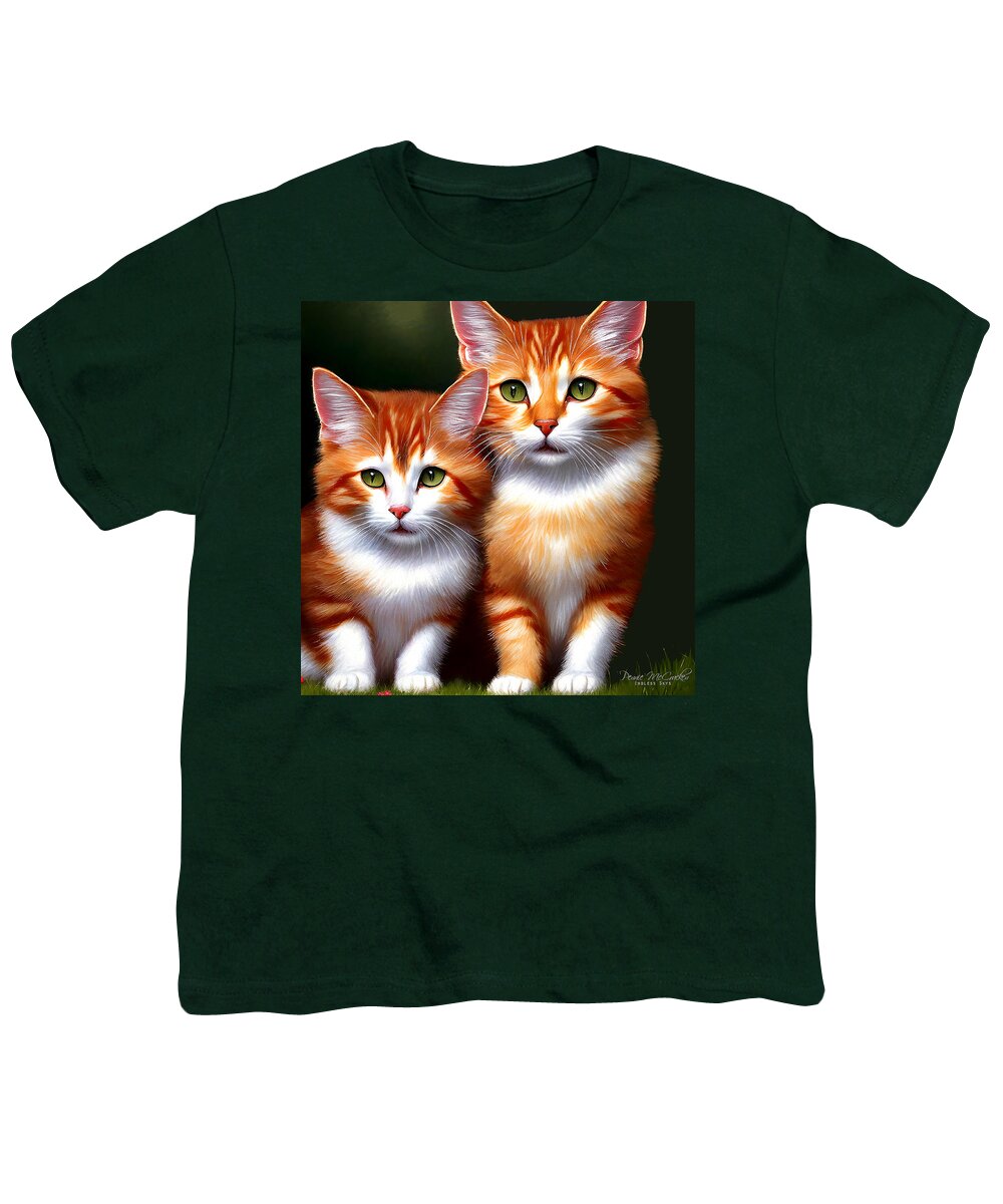 Cats Youth T-Shirt featuring the mixed media Cute Kittens by Pennie McCracken