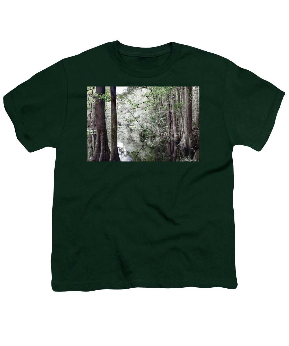Clouds Youth T-Shirt featuring the photograph Cypress Marsh Quiet Reflections Highlands Hammock by Debra and Dave Vanderlaan
