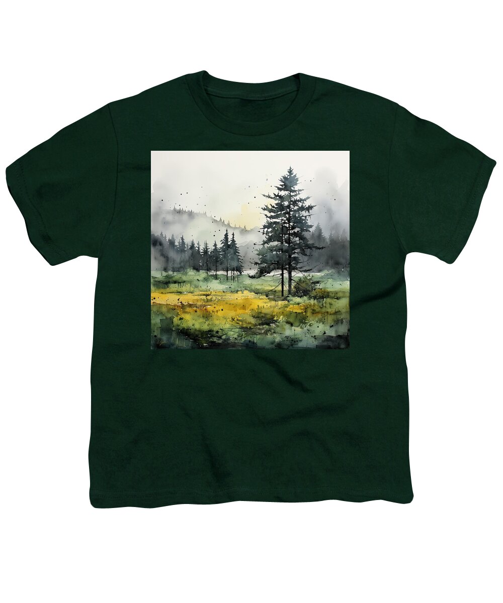 Evergreen Art Youth T-Shirt featuring the painting Evergreen Magic by Lourry Legarde