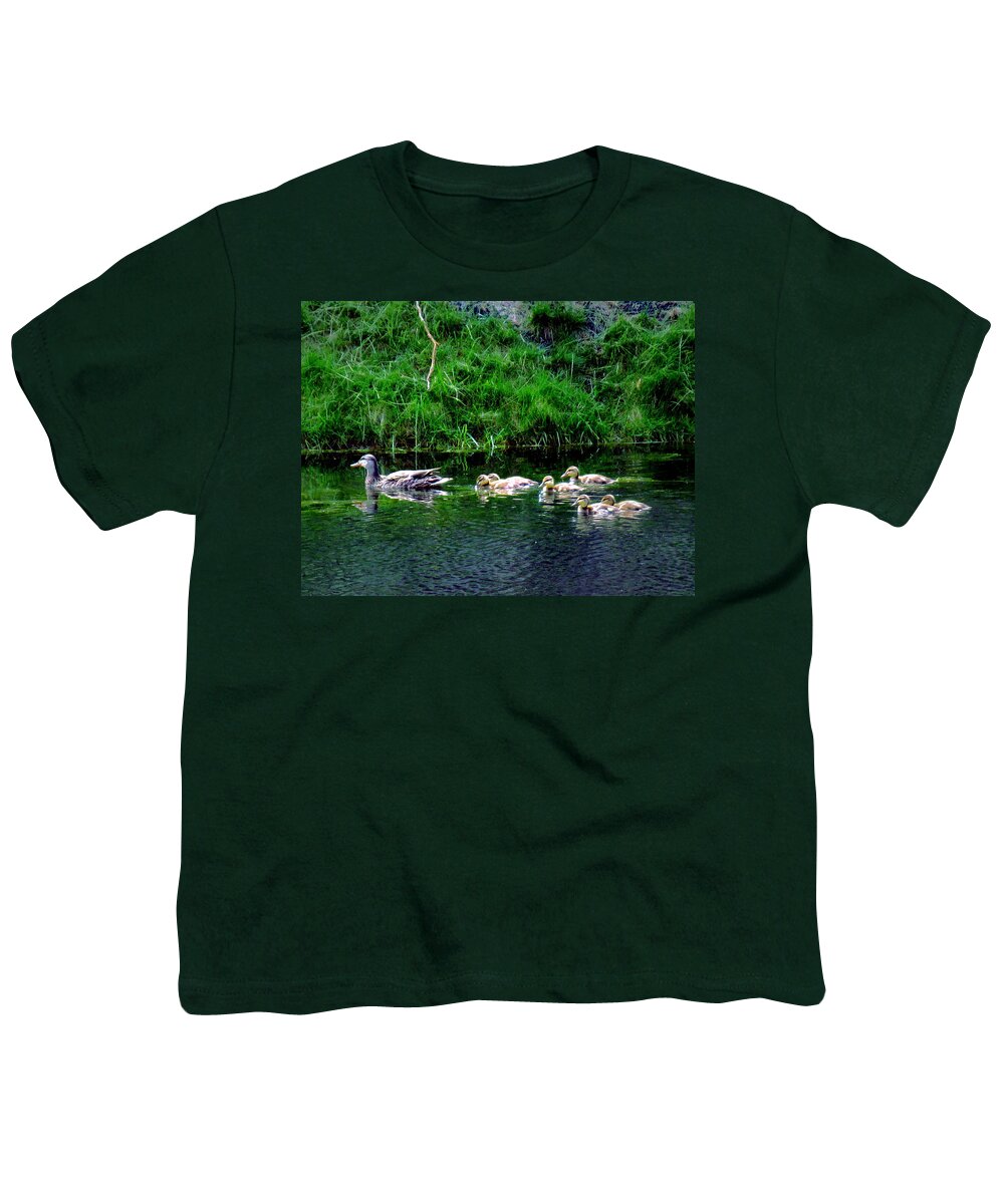Ducks Youth T-Shirt featuring the digital art Family by Cliff Wilson