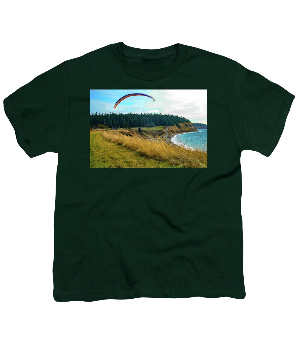 Hang Glider Youth T-Shirt featuring the photograph Flying High by Leslie Struxness