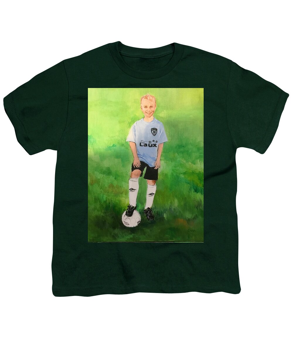 Soccer Player Youth T-Shirt featuring the painting Gavin by Ellen Canfield