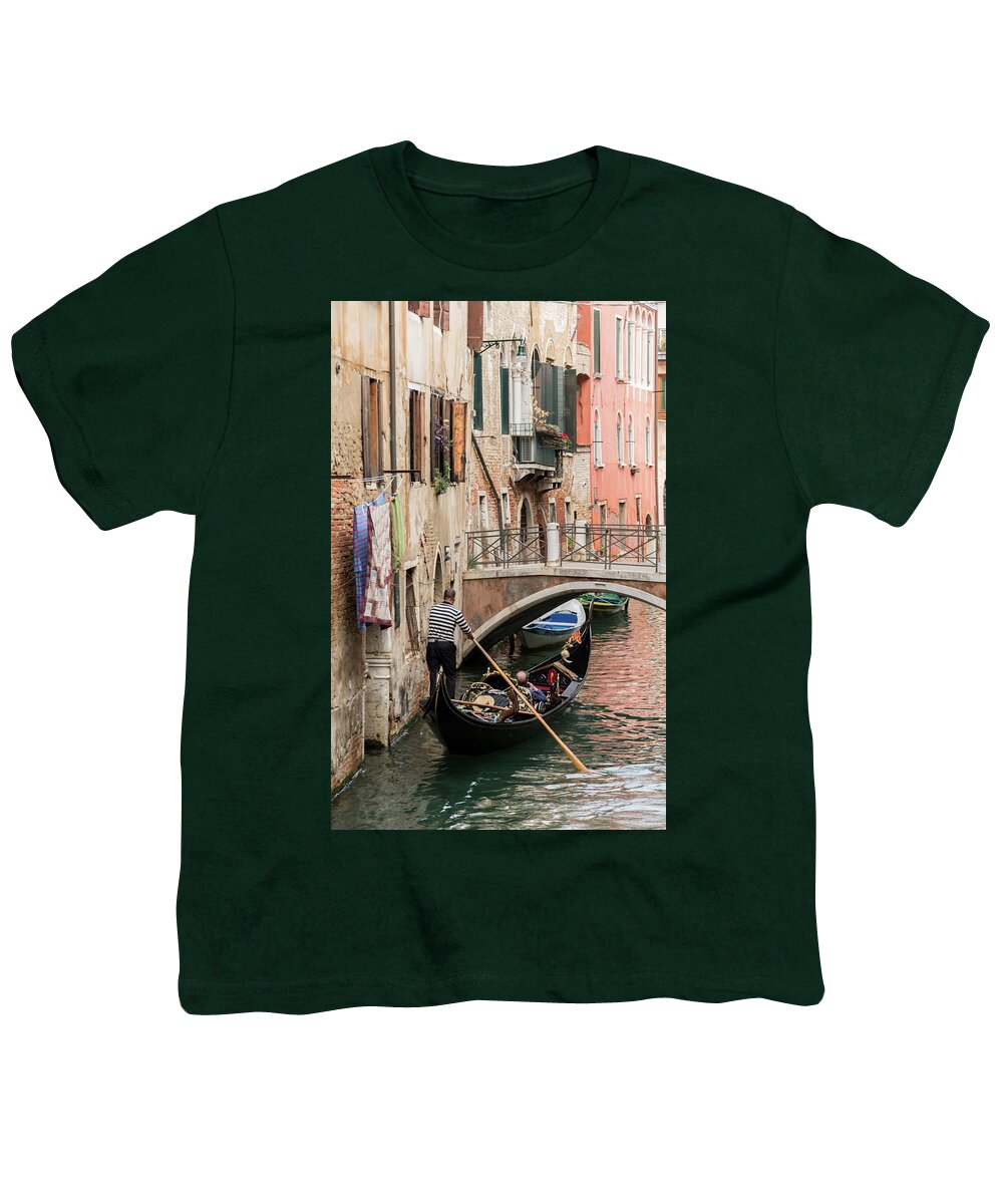 Italy Youth T-Shirt featuring the photograph Gondolier, Venice, Italy by Sarah Howard