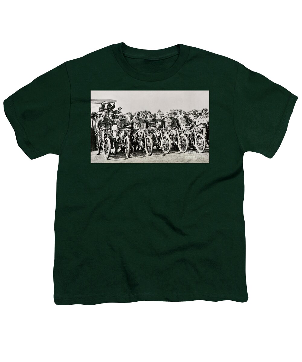 Off To The Races Youth T-Shirt featuring the photograph Harley-Davidson Racers by Jon Neidert