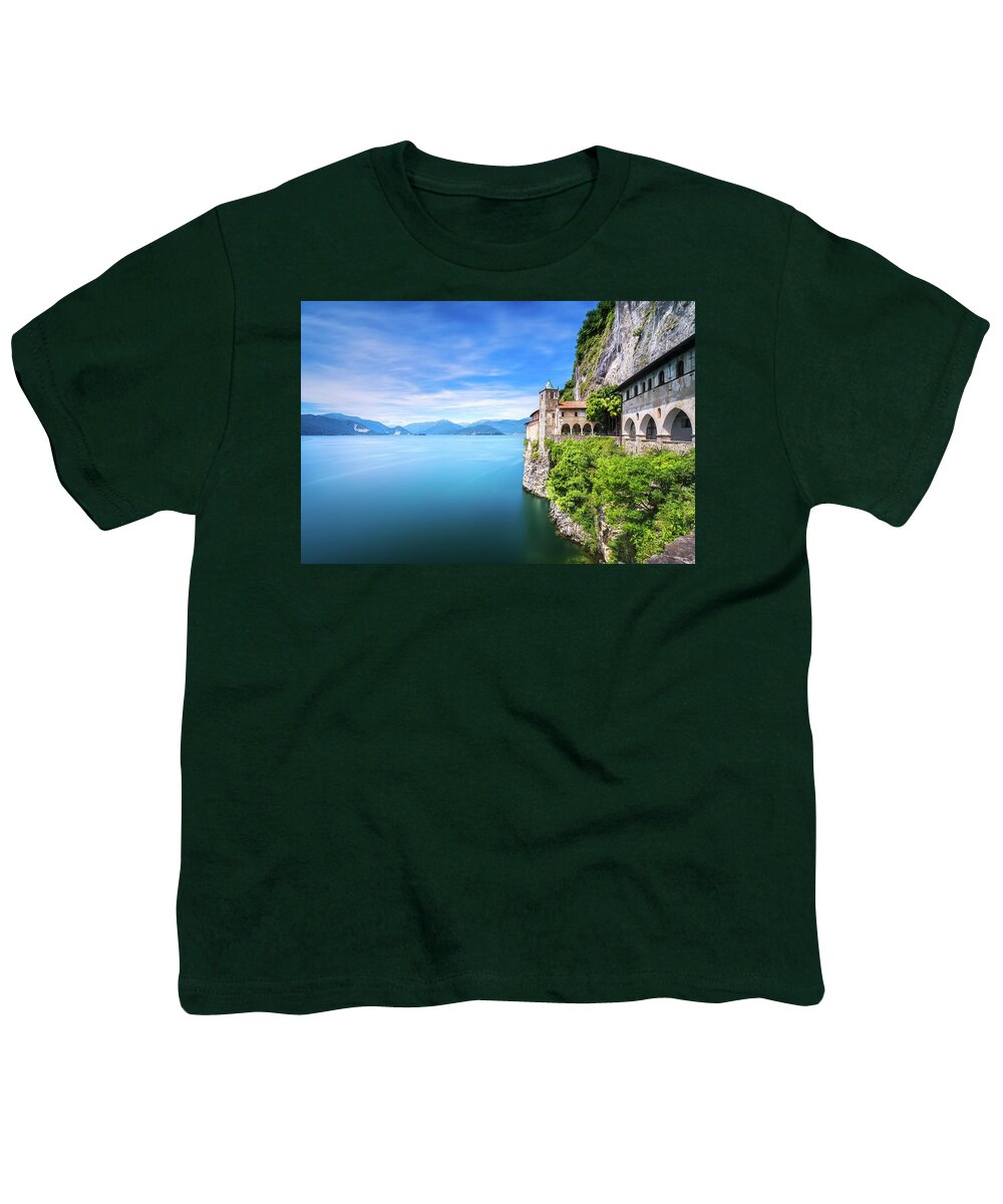 Hermitage Youth T-Shirt featuring the photograph Hermitage of Santa Caterina del Sasso. Lake Maggiore by Stefano Orazzini