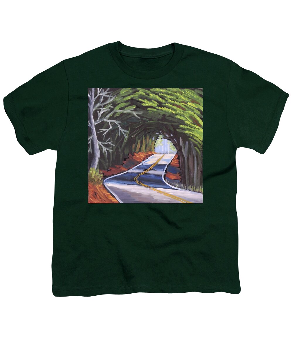 Highway Youth T-Shirt featuring the painting Highway One by Kevin Hughes