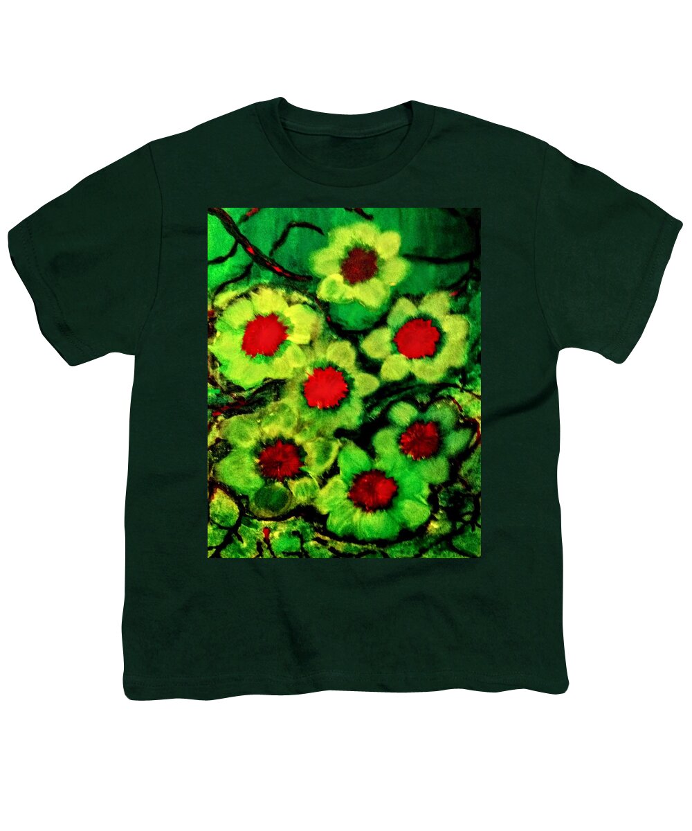 Lime Youth T-Shirt featuring the painting Lime Flower by Anna Adams