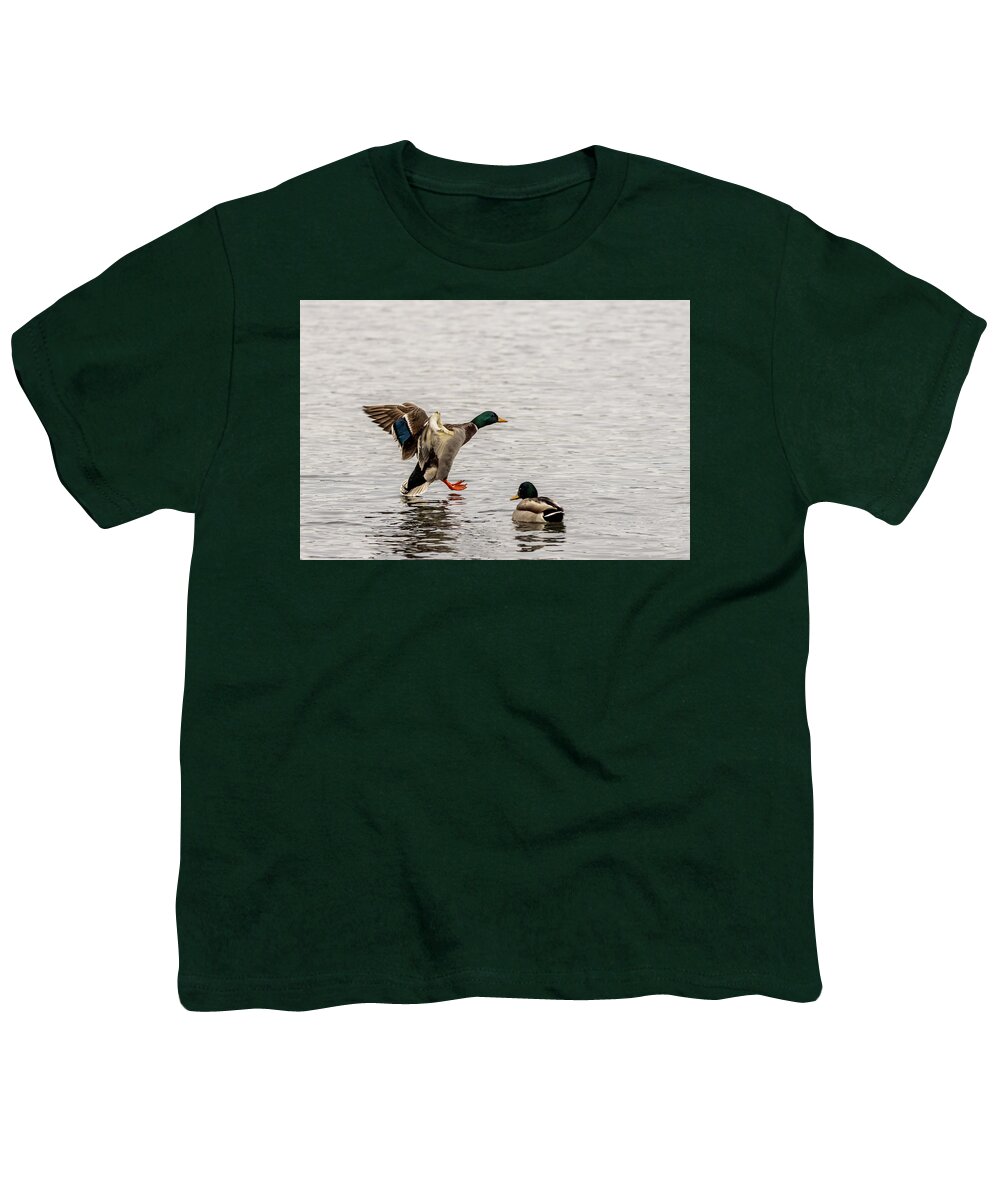Mallard Youth T-Shirt featuring the photograph Mallard Landing I by Patti Deters