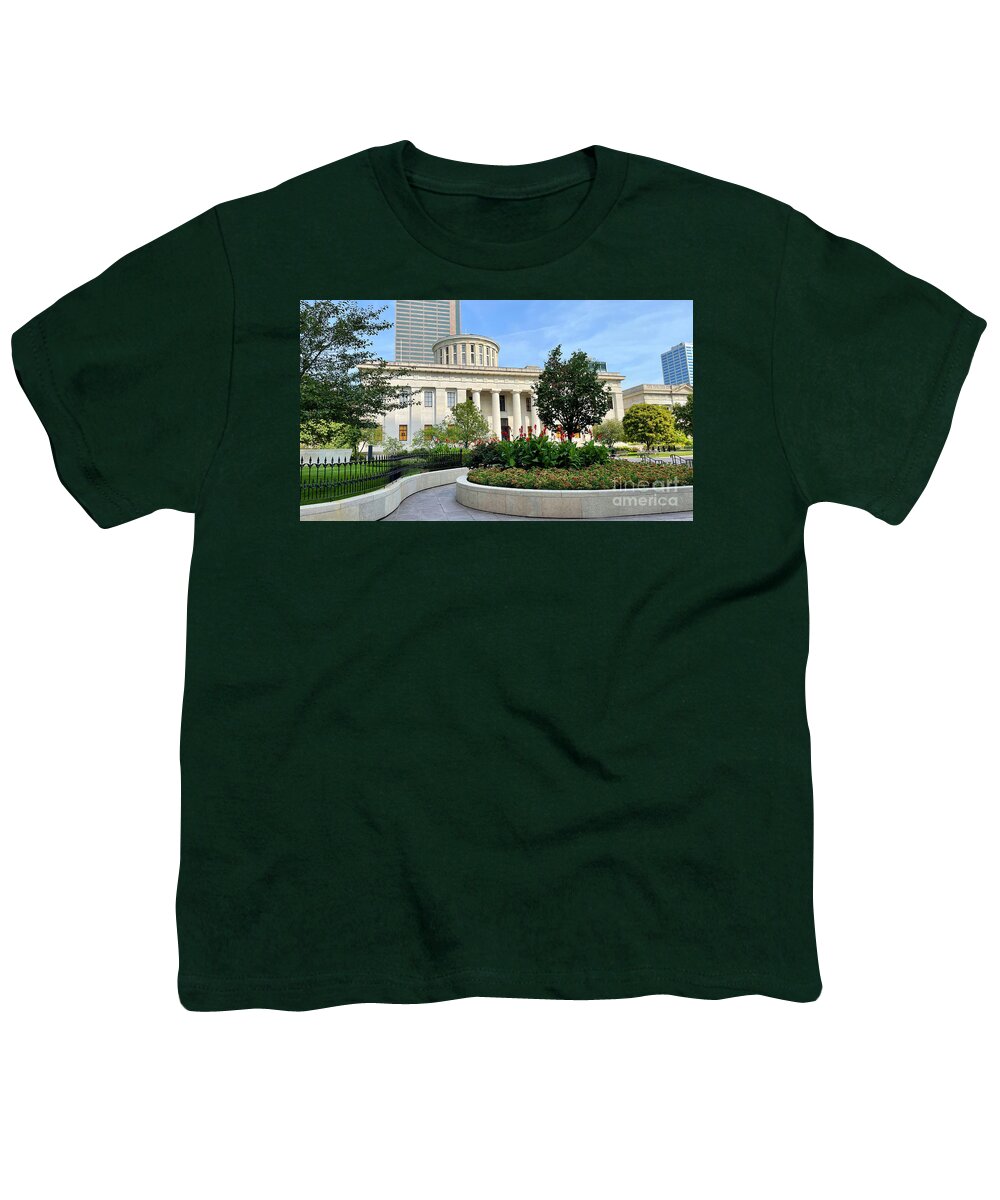 State House Youth T-Shirt featuring the photograph Ohio State House E State Street Entrance Columbus Ohio 2467 by Jack Schultz
