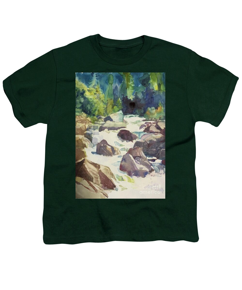 River Youth T-Shirt featuring the painting Rapid by Elizabeth Carr