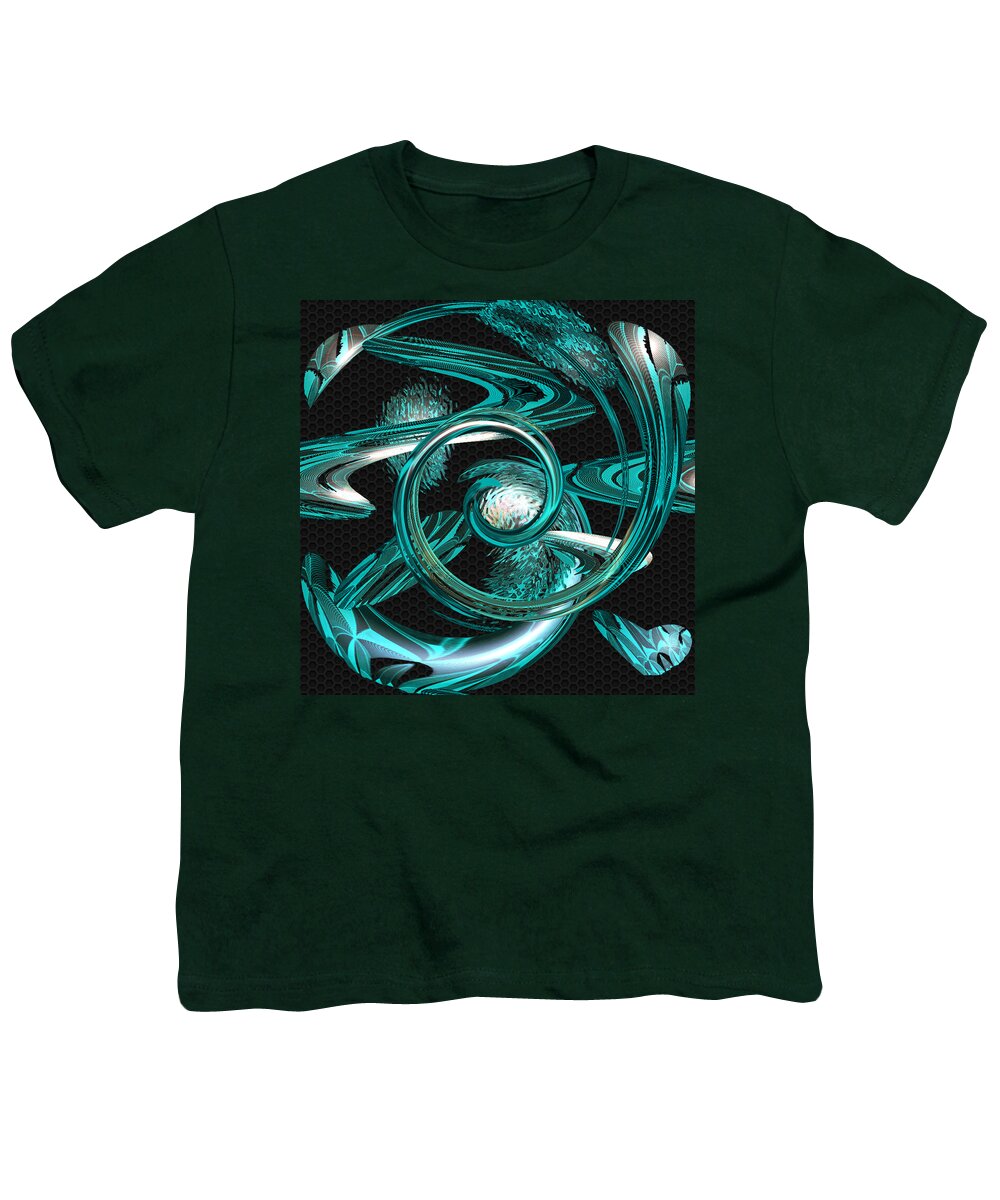 Digital Wall Art Youth T-Shirt featuring the digital art Snakes Swirl Black by Ronald Mills