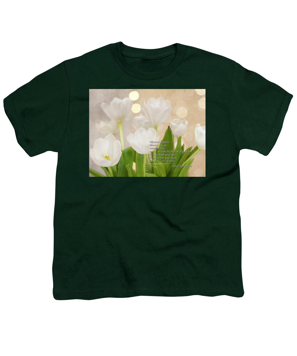 White Flowers Youth T-Shirt featuring the photograph Stars In Your Eyes Quote by Jill Love