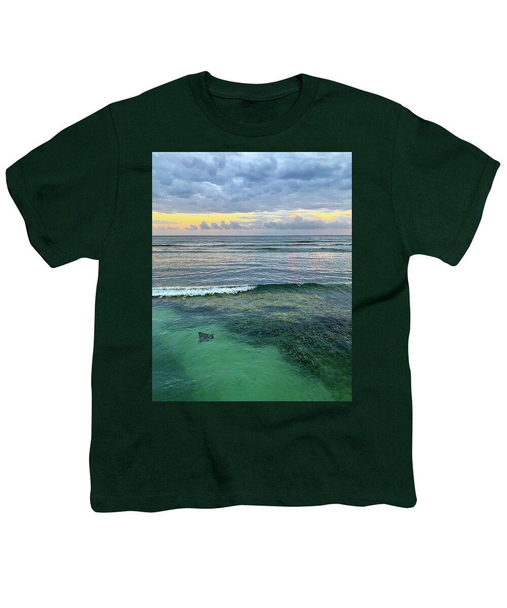 Spotted Stingray Youth T-Shirt featuring the photograph Stingray at Sunrise by Jill Love