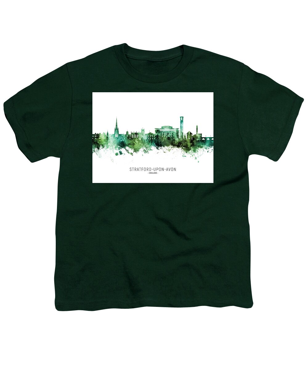 Stratford-upon-avon Youth T-Shirt featuring the digital art Stratford-upon-Avon England Skyline #34 by Michael Tompsett
