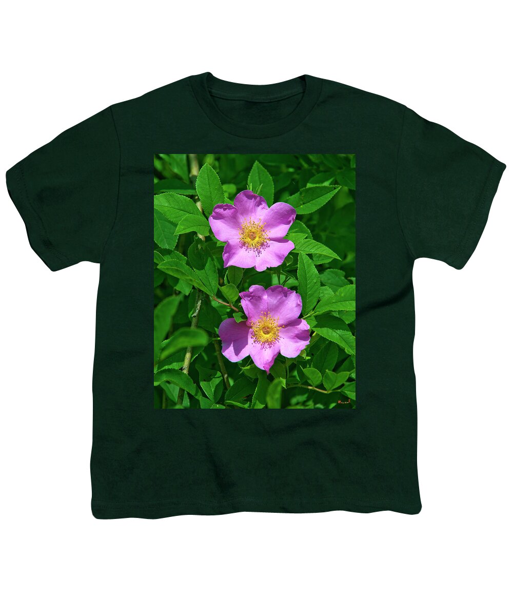 Nature Youth T-Shirt featuring the photograph Swamp Roses Rosa palustris DSMF179 by Gerry Gantt