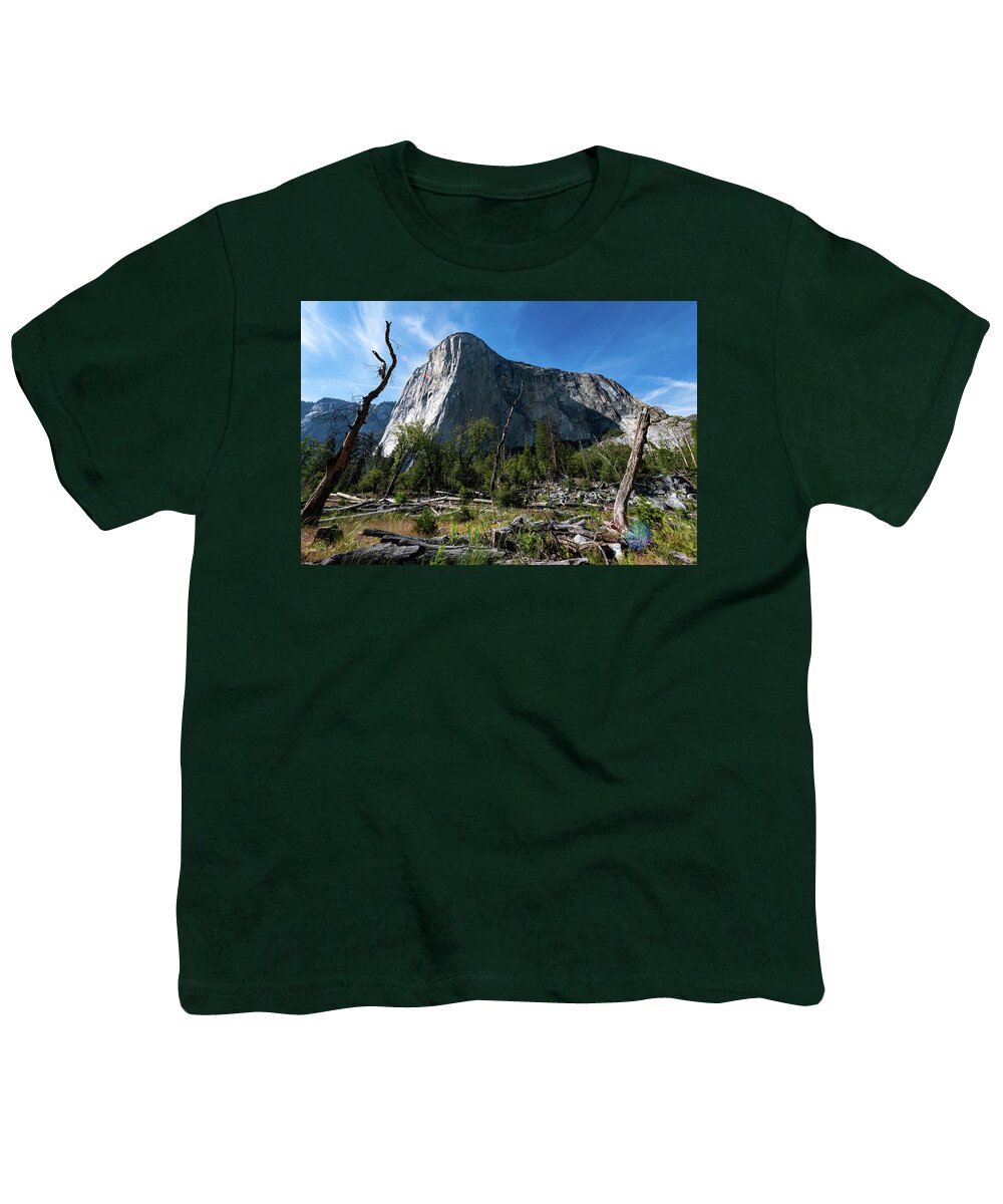 El Capitan Youth T-Shirt featuring the photograph The Gravity of El Cap by Kevin Suttlehan