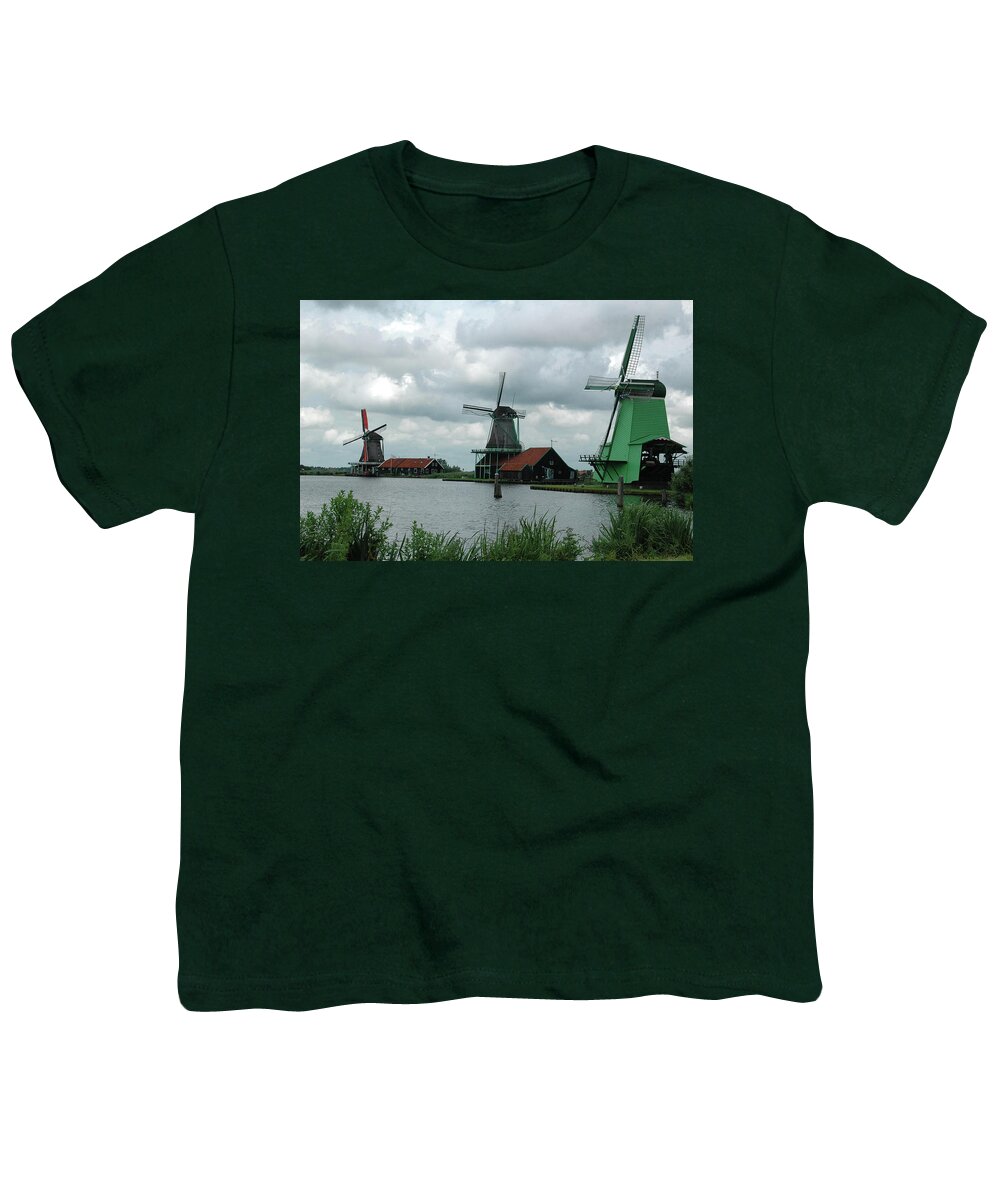 Windmill Youth T-Shirt featuring the photograph Windmills on the Lake by Steve Templeton