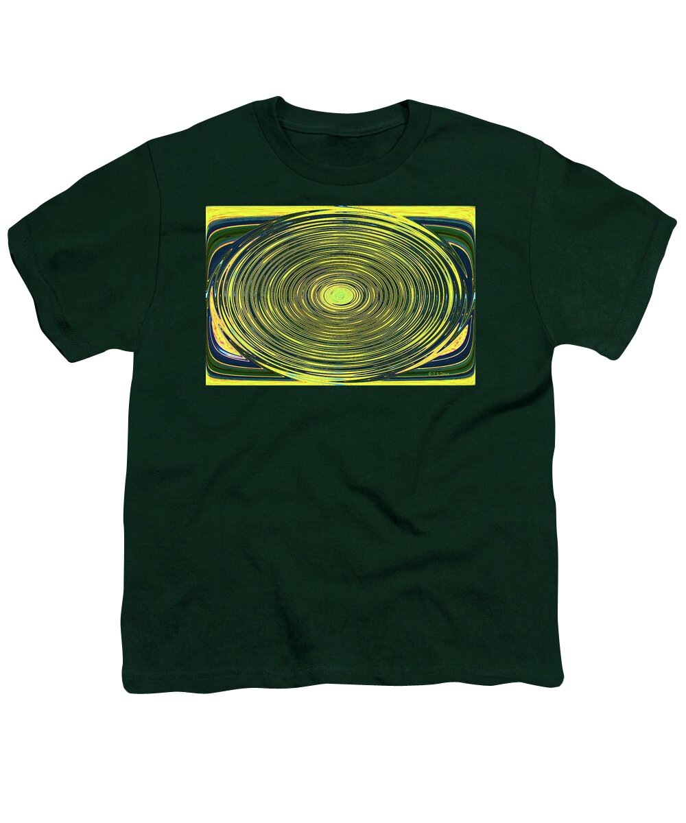 Yellow And Black Circle Abstract Youth T-Shirt featuring the digital art Yellow And Black Circle Abstract by Tom Janca